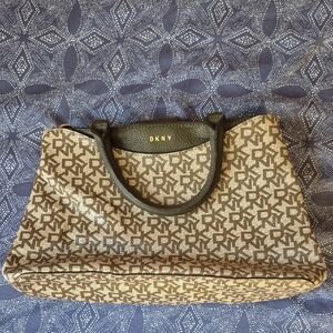 DKNY Black and Brown Patterned Tote